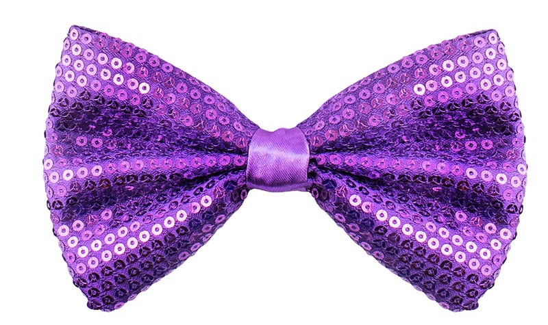 Man of Men Sequin Bow Ties for Men - Pre-tied Adjustable Length Bowtie, Many Colors to Choose From (Purple) - Image 1